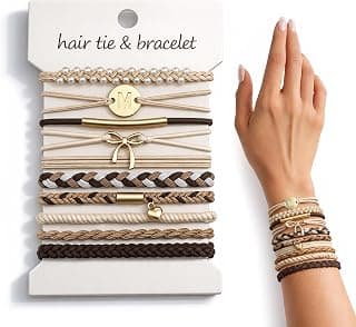Hair Ties | Initial | Christmas Birthday Gifts for Women Girls Teen Girls | Stocking Stuffers | Hair Accessories | Letter M Teen Girl Gifts Trendy Stuff - 10 Pcs Hair Ties Bracelets, Gifts B0GL5L7B8H