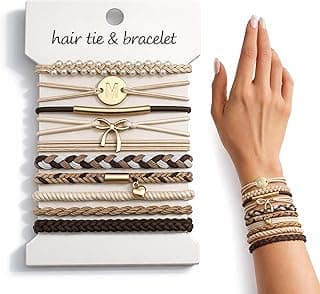 Hair Ties | Initial | Christmas Birthday Gifts for Women Girls Teen Girls | Stocking Stuffers | Hair Accessories | Letter M Teen Girl Gifts Trendy Stuff - 10 Pcs Hair Ties Bracelets, Gifts B0GL5L7B8H
