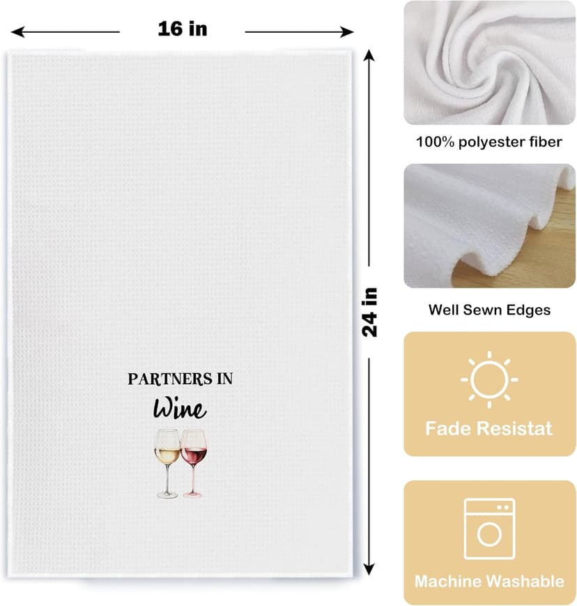 Funny Wine Kitchen Towel Set, Decor Gifts for Women & Wine Lovers, Funny Tea Towels, 2 x 16x24 Inch B0D7LD8TWX