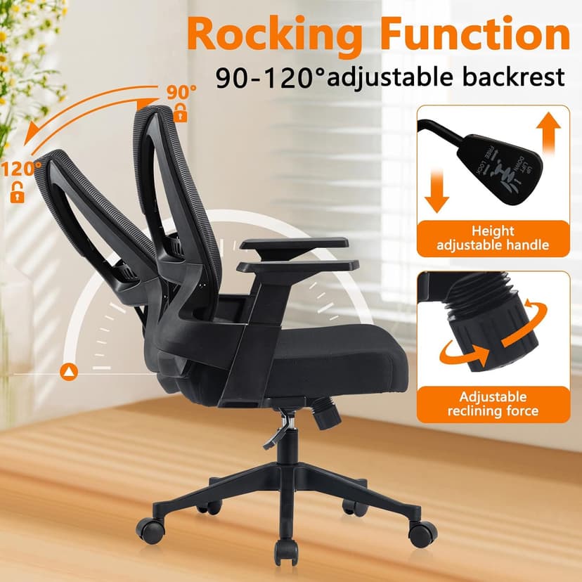 CLATINA 500lbs Big and Tall Office Chair Heavy Duty Mesh Ergonomic Computer Chairs with Adjustable Lumbar Support and Wide Comfy Seat for Home Office Conference Heavy People, Black, 4 Pack