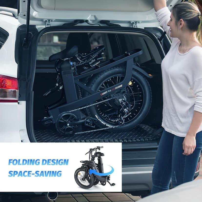 Upgraded Electric Bikes for Adults with 750W/1500W Peak Motor 20" Fat Tire E Bike with 28 MPH 90 Miles Max Range 48V Removable Battery EBike Electric Bicycle Commuter Ebikes