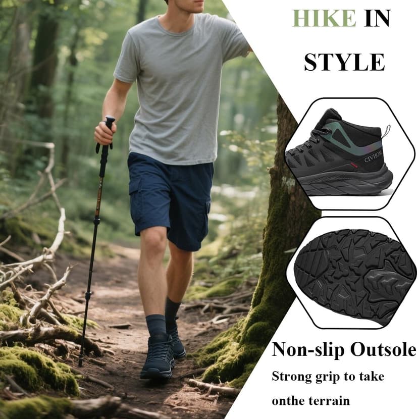 CIVHOM Men Breathable Outdoor Hiking Shoes, Comfortable Trekking Trail Sneakers for Walking & Adventures