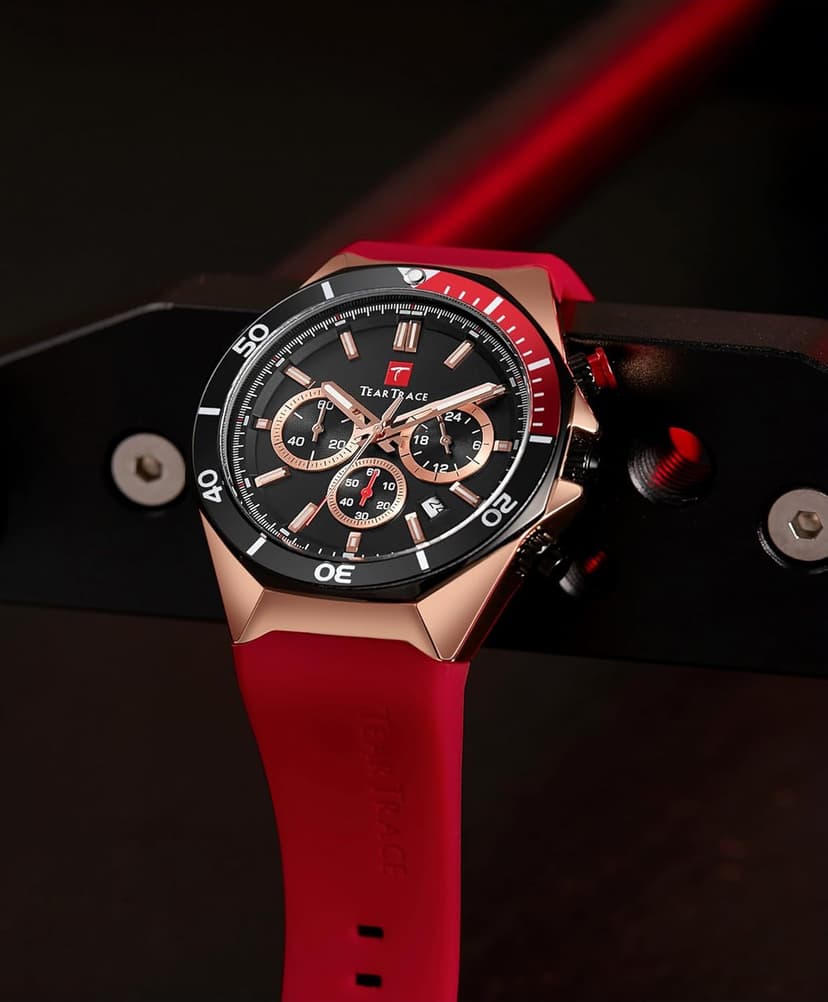 TEARTRACE Watches for Men Luxury Quartz Casual Chronograph 3ATM Waterproof Sport Wrist Watches Multifunctional with Silicone Strap Mens Watches