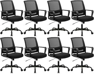 CLATINA Ergonomic Rolling Mesh Desk Chair with Executive Lumbar Support and Adjustable Swivel Design for Home Office Computer Black 8 Pack