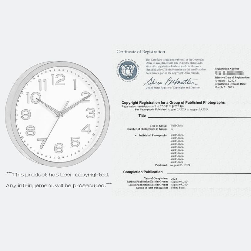 Roymnie Wall Clock Silent Non-Ticking Modern Clock Battery Operated 8 Inch Small Classic Analog Decorative for Kitchen, Living Room, Office, Bedroom, Bathroom (Black)