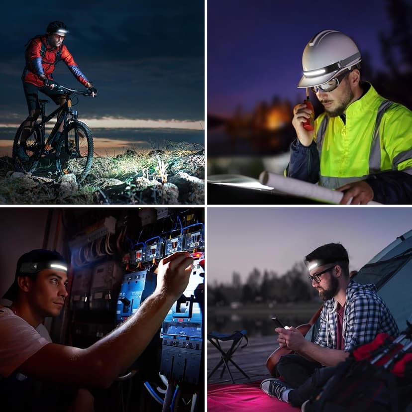 Lepro Headlamp - Super Bright LED Head Lamp Rechargeable with 230°Wide Beam, Adjustable Spotlight, Motion Sensor, 5 Modes, Waterproof Lightweight Headlight Flashlight for Camping Running