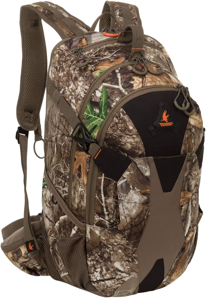 Timber Hawk Big Basin Camouflage Hunting Day Pack Backpack with Quiet Cloth Technology (Realtree Edge Camo)