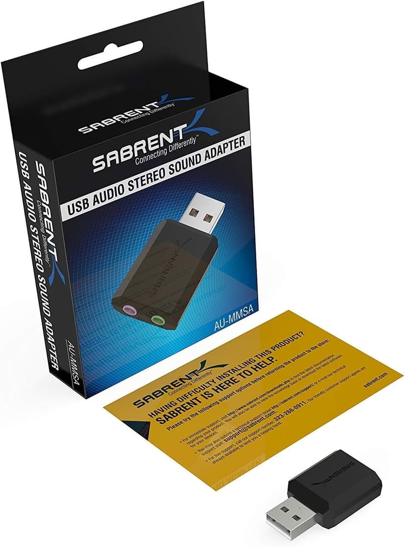 SABRENT USB External Stereo Sound Adapter for Windows and Mac. Plug and Play No Drivers Needed. (AU-MMSA)