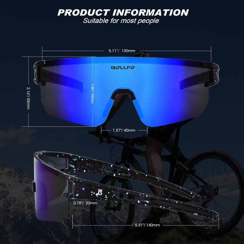 BOLLFO Polarized Sports Sunglasses,UV400 Protection Outdoor Glasses for Men Women Youth Baseball Cycling Running Driving Golf