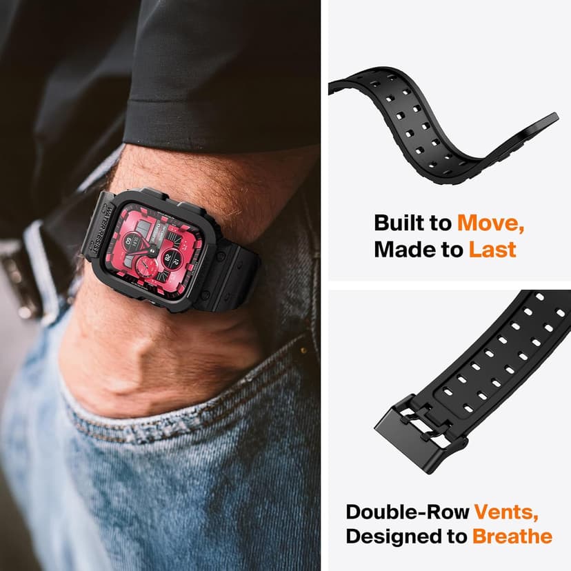 amBand E1 Rugged Band & Case for Apple Watch – Compatible with Series 1–11, SE3/SE2/SE – and Ultra 3/2/1, Lightweight Shockproof Design