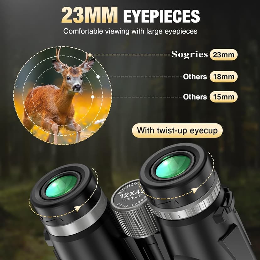 12x42 HD Binoculars for Adults with Phone Adapter, Tripod & Tripod Adapter - BAK4 Prism, FMC Lens, Waterproof & Fogproof, High Powered Scope for Bird Watching, Hunting, Hiking, Travel