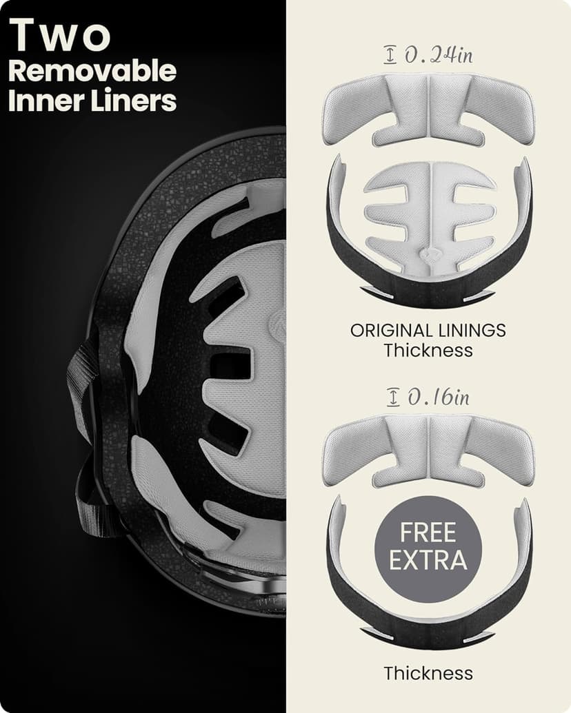 OutdoorMaster Skateboard Cycling Helmet - Two Removable Liners Ventilation Multi-Sport Scooter Roller Skate Inline Skating Rollerblading for Kids, Youth & Adults