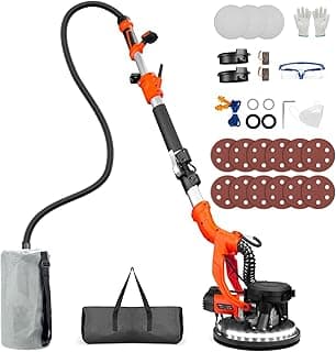 1000W Drywall Sander, Electric Drywall Sander, Popcorn Ceiling Removal Tool with Vacuum Dust Collection, 6 Variable Speed, Foldable Telescopic Handle