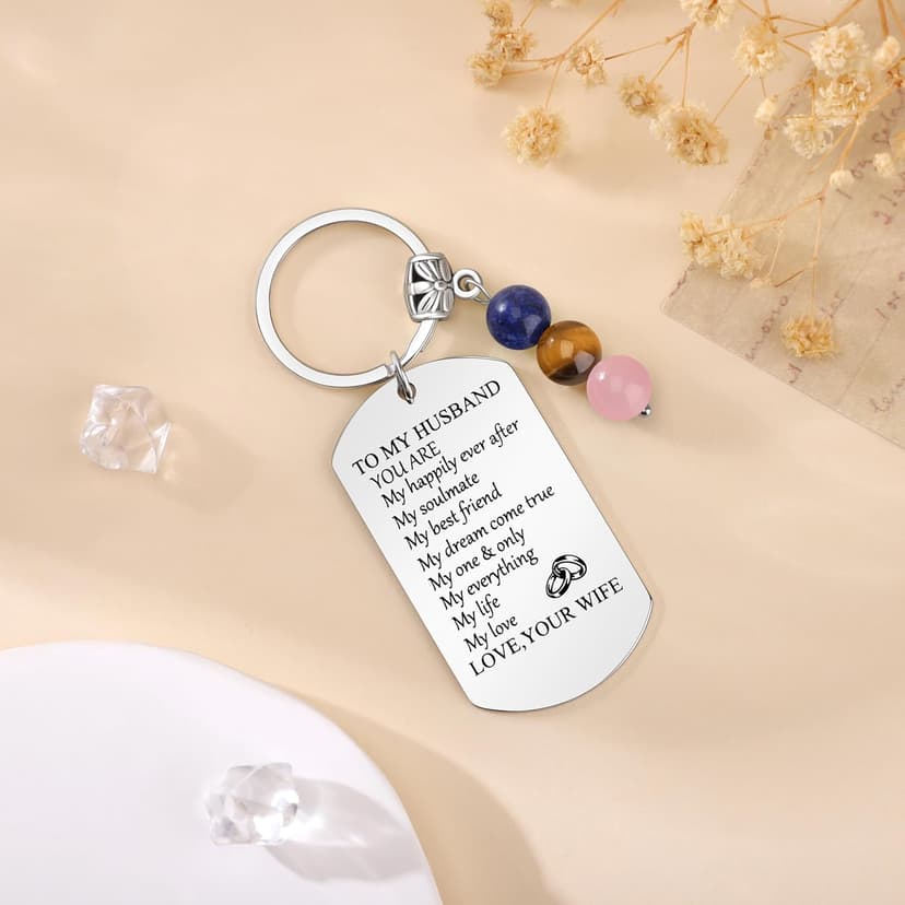 JoycuFF Keychain Gift for Women Christmas Birthday Gift for Best Friends Huaband Son Mom Stone Keychain