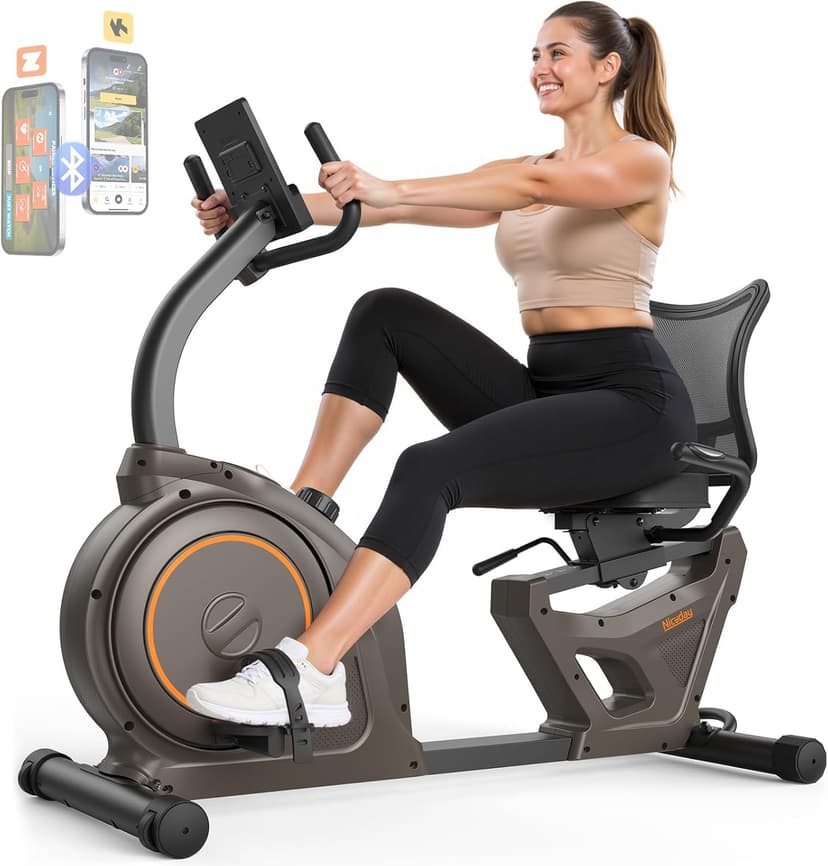 Niceday Recumbent Exercise Bike, Recumbent Bike for Home, Recumbent Stationary Bike 400LBS Weight Capacity, Magnetic Recumbent Bike with Smart APP, LCD Monitor, Heart Rate Handle