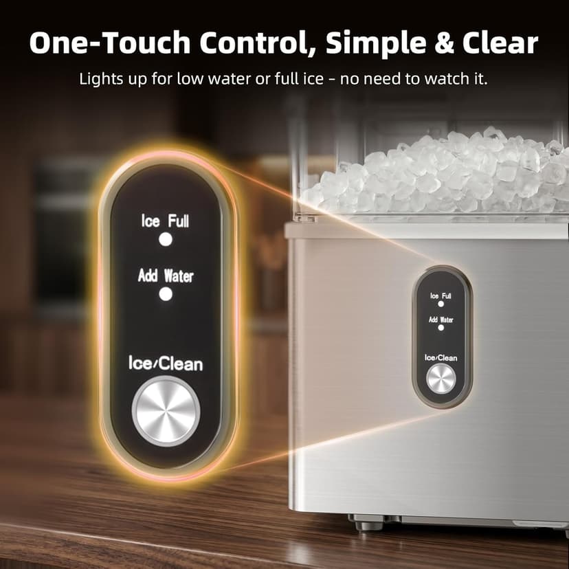 Antarctic Star Nugget Ice Maker Countertop, 35lbs/24H Ice Machine, Soft Chewable Sonic Ice, Self-Cleaning, Fast Ice Ready in 8 Minutes, Compact Design with Handle, Stainless Steel Silver