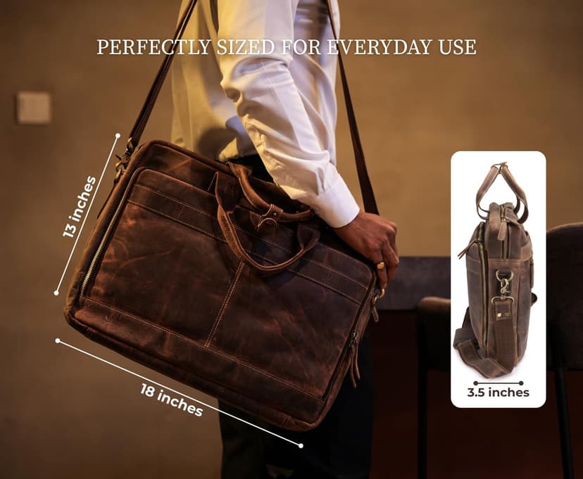 Leather Messenger Bag for Men - Laptop Case, Office Briefcase, Computer Satchel for Laptops