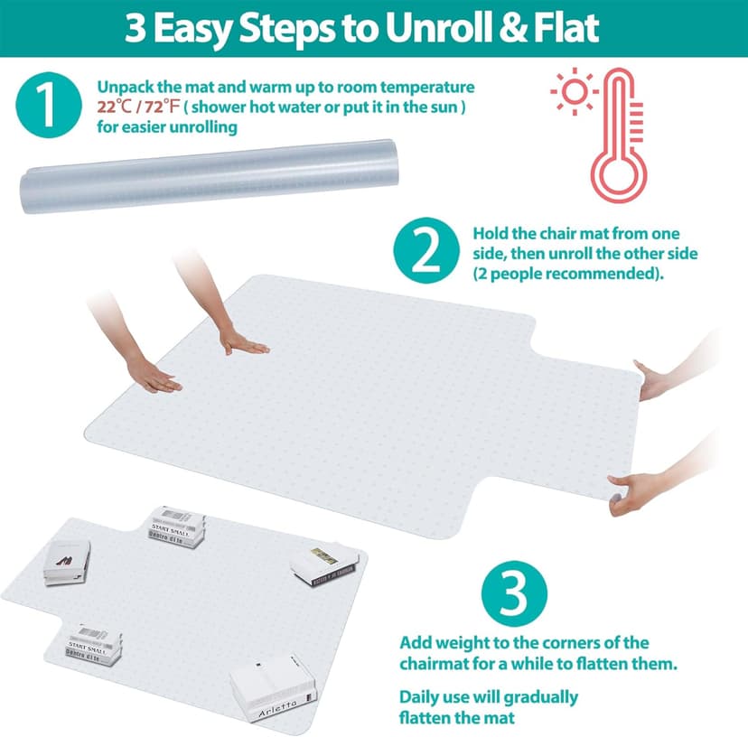 SUPER DEAL Upgraded 48" X 36" Office Chair Mat for Carpet Floor, Non-Slip Under Desk Carpeted Floor Protector, Heavy Duty Clear Plastic Carpet with Lip for Home Office Gaming Chair