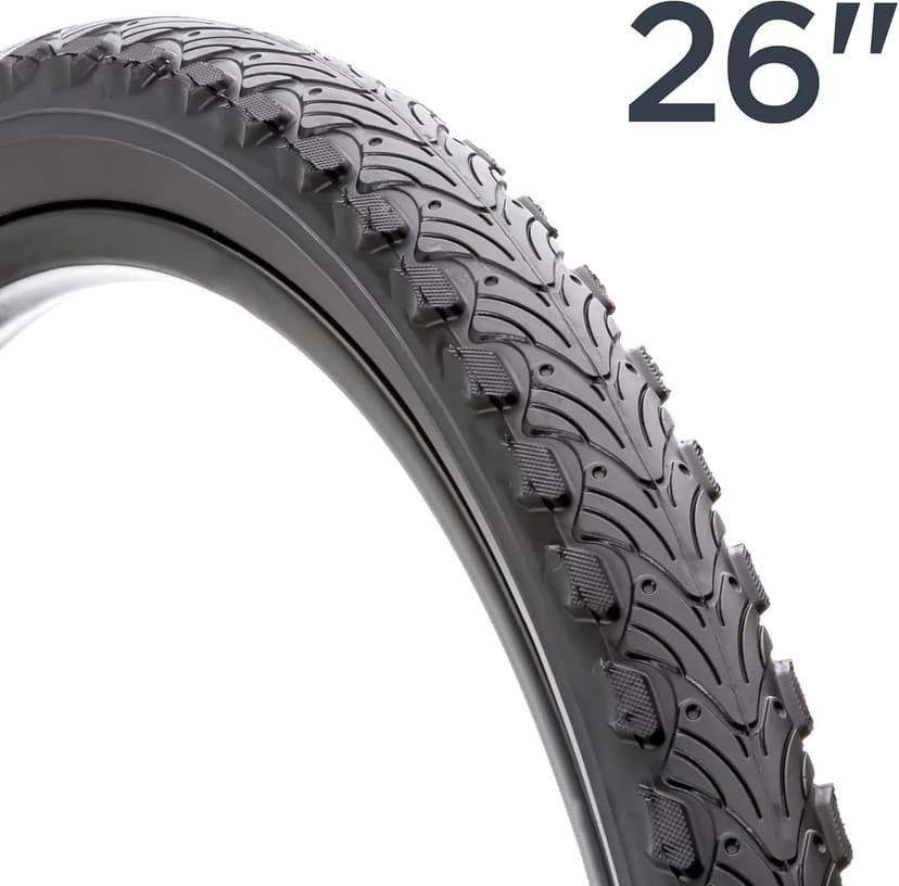 Schwinn Replacement Bike Tire, 26" x 2.0" Hybrid Bike Tire, Wider Tread Knob Spacing, Combination Tread, Fits Internal Rim Widths 19mm to 29mm, PSI Range 40 to 65