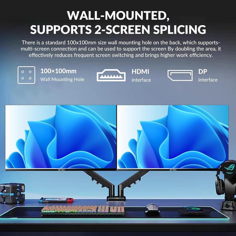 32 Inch 4K UHD Monitor (3840x2160), IPS,60Hz Refresh Rate, 120% sRGB, AMD FreeSync, 178° Viewing Angle, HDMI/DisplayPort, VESA 100x100mm Mount Compatible, Tilt Adjustable - Black