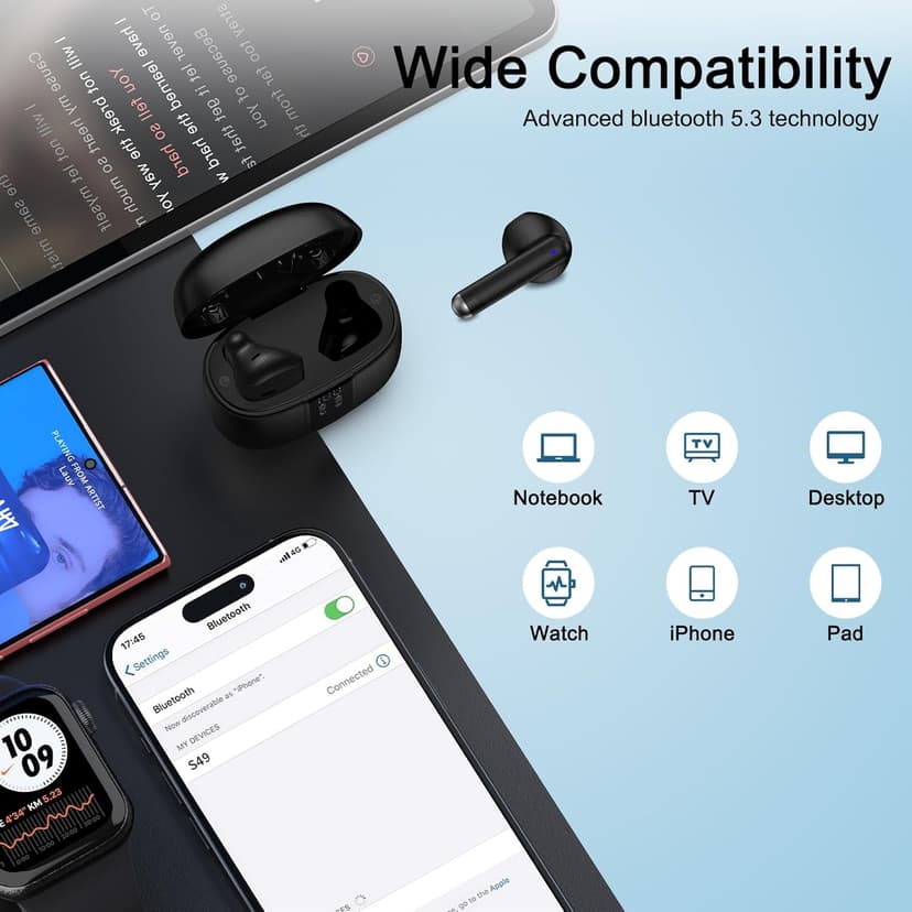 for iPhone 17 Pro Max Air, Earbuds Wireless Earphones for iPhone 16e, 16, 16 Pro Max, 16 Pro, 16 Plus, Bluetooth 5.3 Headphones Ear Buds Headset for 15 14 13 12 11 Mini SE XR X XS Max 8 7