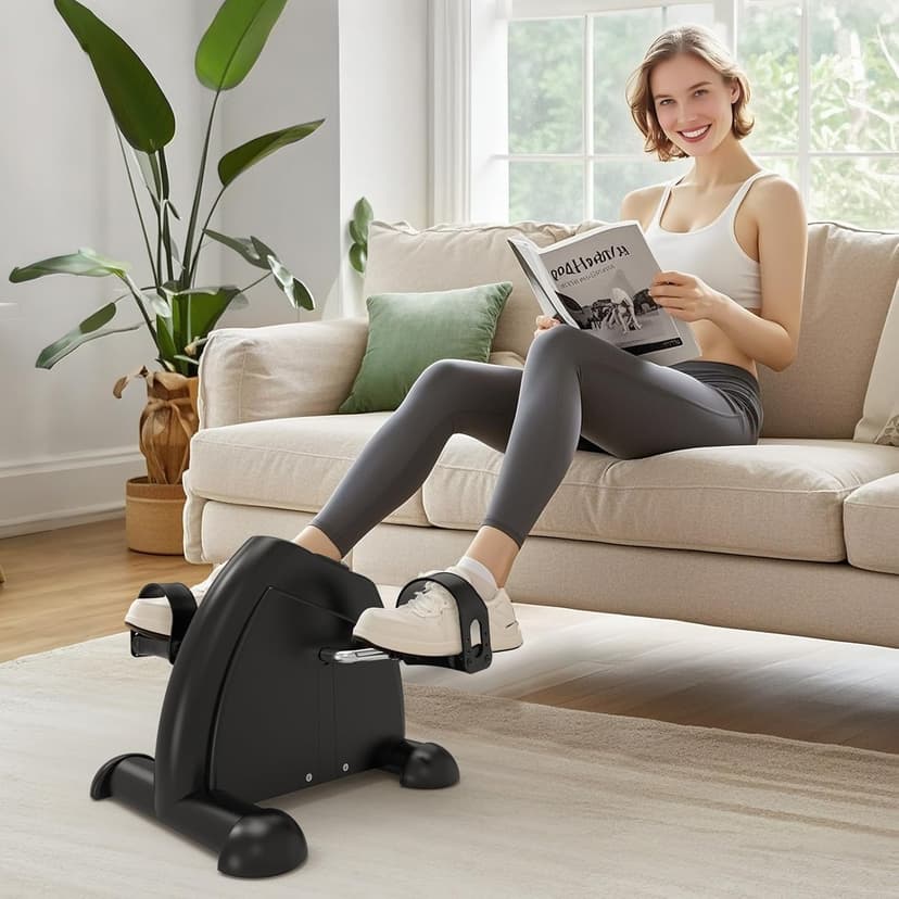 FITKS360 Under Desk Elliptical & Mini Exercise Bike - Seated Electric Leg Exerciser Under Table Oval Electric - Seniors Sit Exerciser Full Assembled Pedal with Remote Control