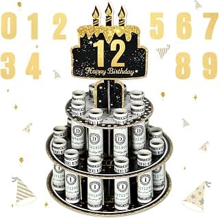 Crafterlife Birthday Cash Cake for Birthday Gifts, Money Holder Stand Ideas for Give Cash Gift, Surprise Personalized Money Box with 0-9stickers Variable Age for Her Him Birthdays Party Decorations B0F4QKKMNL