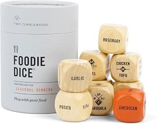Two Tumbleweeds Foodie Dice - New Edition: Set of 9 Dice to Inspire Creative, Seasonal Meals with Take Out Die - Unique Cooking Gift