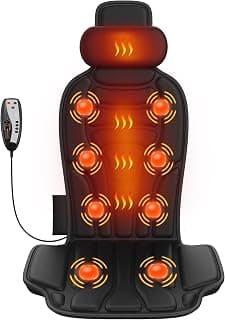 Back Massager with Heat，Vibration Massage Chair Pad with 5 Massage Modes & Adjustable Heat Levels, Memory Foam Back Massager Cushion for Office Chair, or Home Use，Midnight