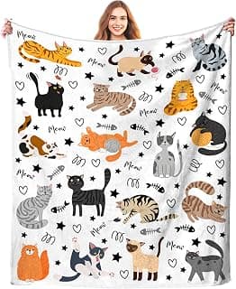 Cute Cat Blanket Animals Pet Pattern Gifts for Cat Lovers Soft Lightweight Flannel Throw Blankets for Kids Adults 50"x40" B09T3DVZCD