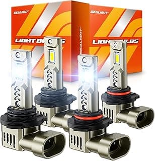 SEALIGHT 9005/HB3 9006/HB4 LED Bulbs Combo, 1000% Super Bright, 1:1 Mini Size, 10-Year Extended Lifespan with Cooling Fan, 6500K White Canbus Ready, Plug-N-Play, Pack of 4