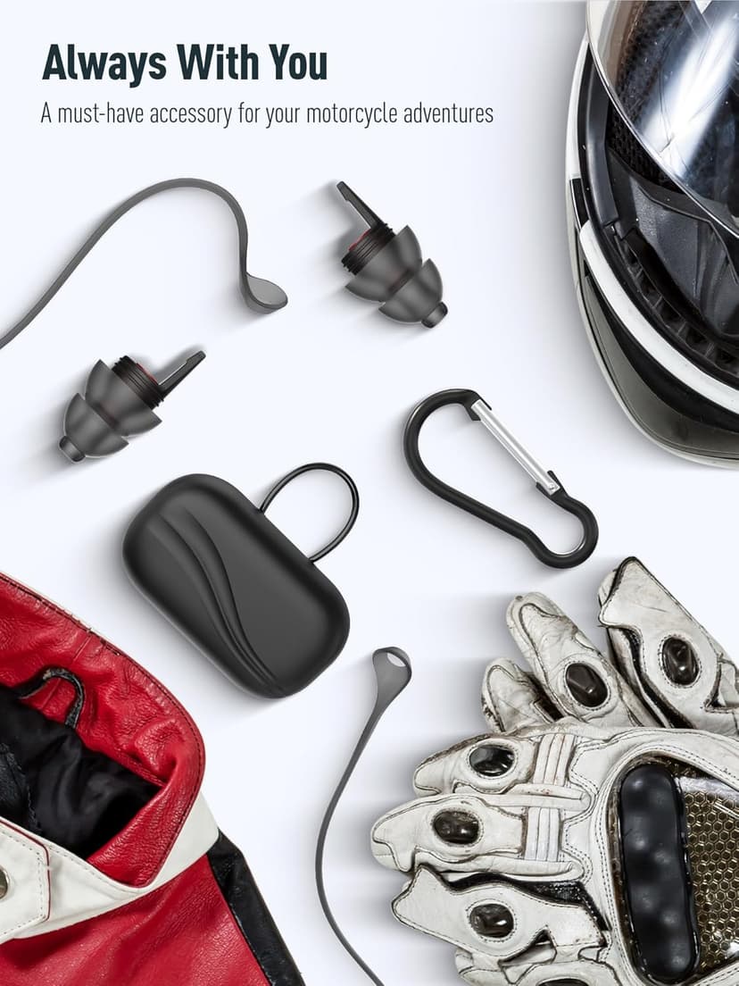 Motorcycle Ear Plugs for Wind Noise Reduction, Keep Comms Clear, Comfort Under Helmet & Prevent Hearing Damage, Noise Canceling 25 dB, Reusable Earplugs for Motorbike, Touring, Racing, Shooting