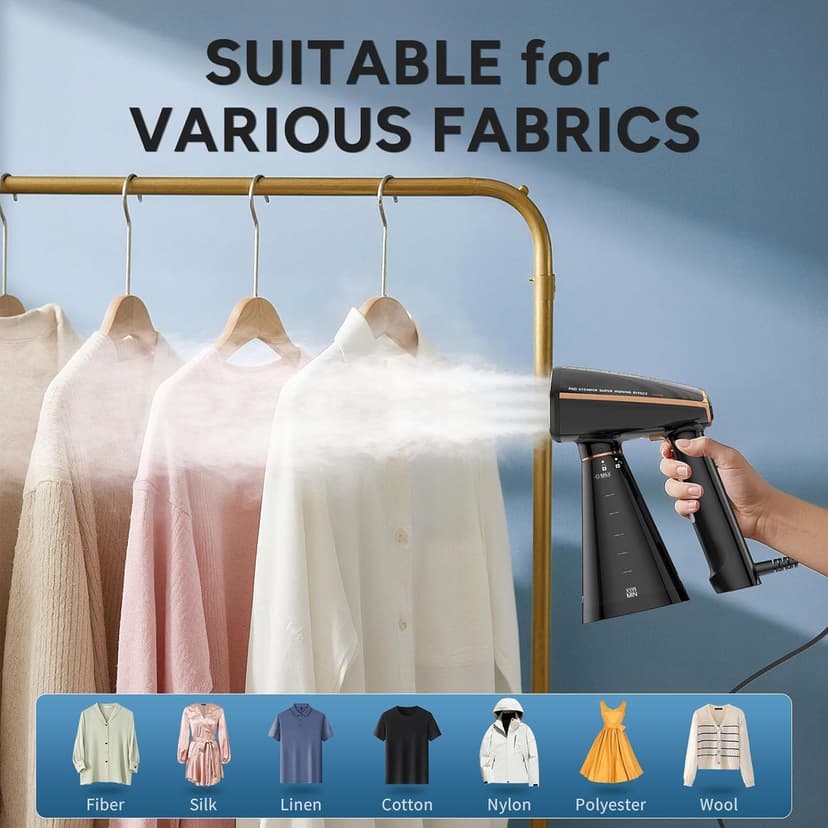 IRONDAY Steamer for Clothes, 1200W Portable Handheld Garment Steamer&Iron 2-in-1 with Fast Heat-up, Auto-Off, 350ml Water Tank, Powerful Foldable Handle Clothes Steamer Compact Size for Travel Home