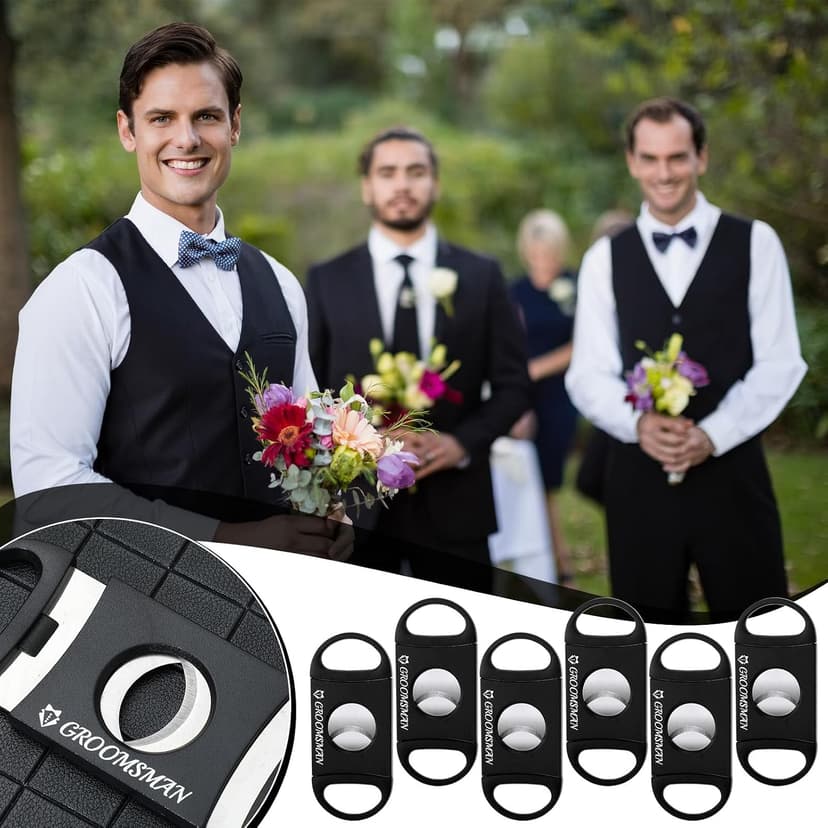 Lasnten 6 Pcs Groomsmen Wedding Gift for Best Man Groomsman, Stainless Steel Cutter for Best Groomsmen Gift Wedding Favors(5 Groomsman and 1 Best Man) B0DP7DBHLW