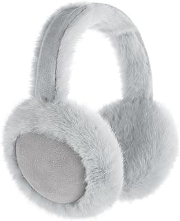 Tavaleu Ear Muffs for Winter Women, Foldable Fuzzy Earmuffs Faux Fur Warm Ear Warmers Covers Cold Weather