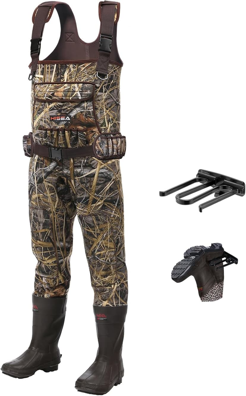HISEA Hunting Waders for Men with 600G Insulated Boots, 4.5mm Neoprene Waterproof, Bootfoot Chest Wader Fishing Duck Hunting