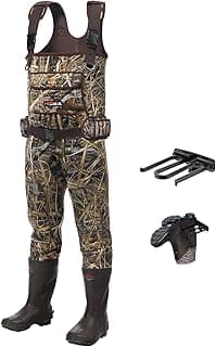 HISEA Hunting Waders for Men with 600G Insulated Boots, 4.5mm Neoprene Waterproof, Bootfoot Chest Wader Fishing Duck Hunting