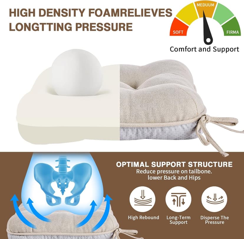 BETU Chair Cushions for Dining Chairs Set of 4,3.5" Thick Kitchen Table Chair Pads with Ties,Non Slip Backing and Covers, Seat Cushion for Dining Room,Bar,Patio Chairs,15.5"X15.5"X3.5",Beige