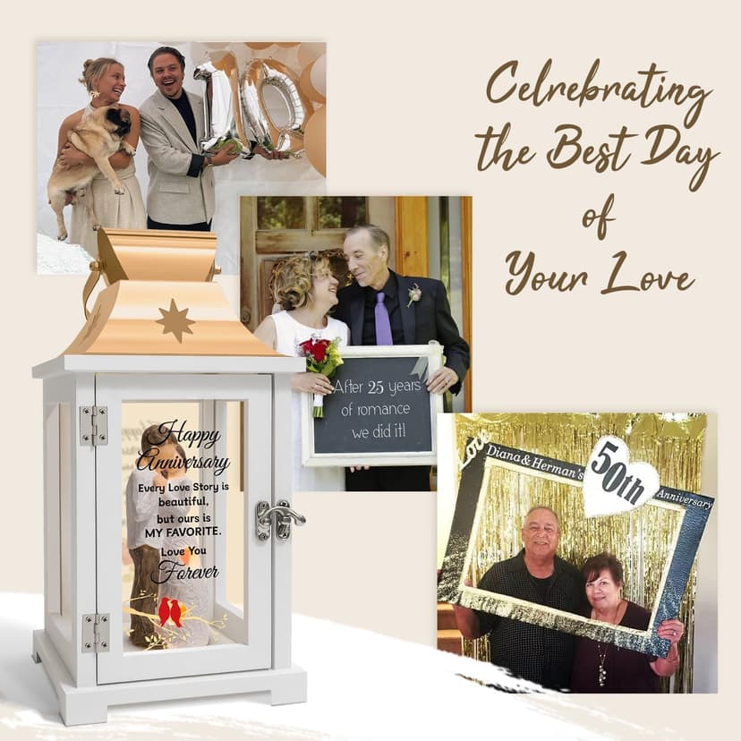 Wedding Anniversary Lantern Gift for Couple Wife Women Her Husband, Best Anniversary Wedding Gift for Couple Wife Parents 1st, 5th, 25th, 50th