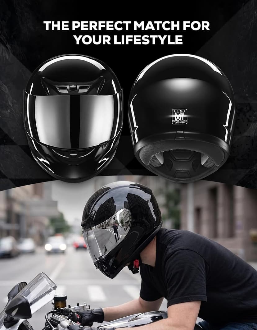 XFMT Full Face Motorcycle Helmet ATV Street Bike Motorbike Helmet DOT Approved with Anti-Fog Visor for Adult Men & Women