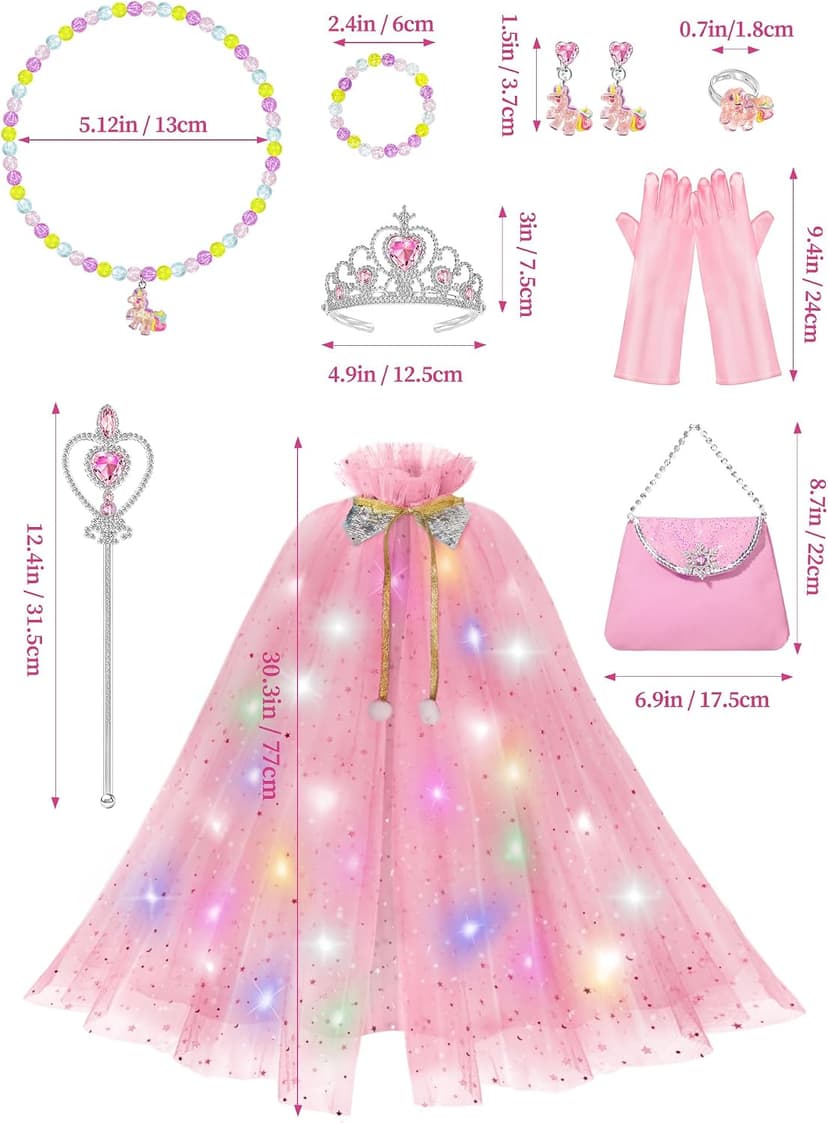 Toddler Dress Up Clothes with Accessories, Princess Toy for Kids Birthday Gift Light Up Princess Dress Up for Girls 3 4 5 6 Years Old B0F1N78G97