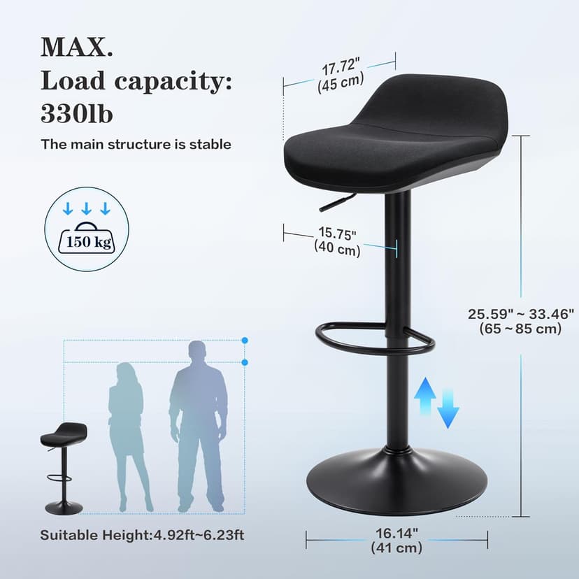 IWMH Standing Desk Stool, Height Adjustable Standing Desk Chair, Ergonomic Sit Stand Stool with Footrest, 360° Swivel Leaning Stools for Office Home (Black)