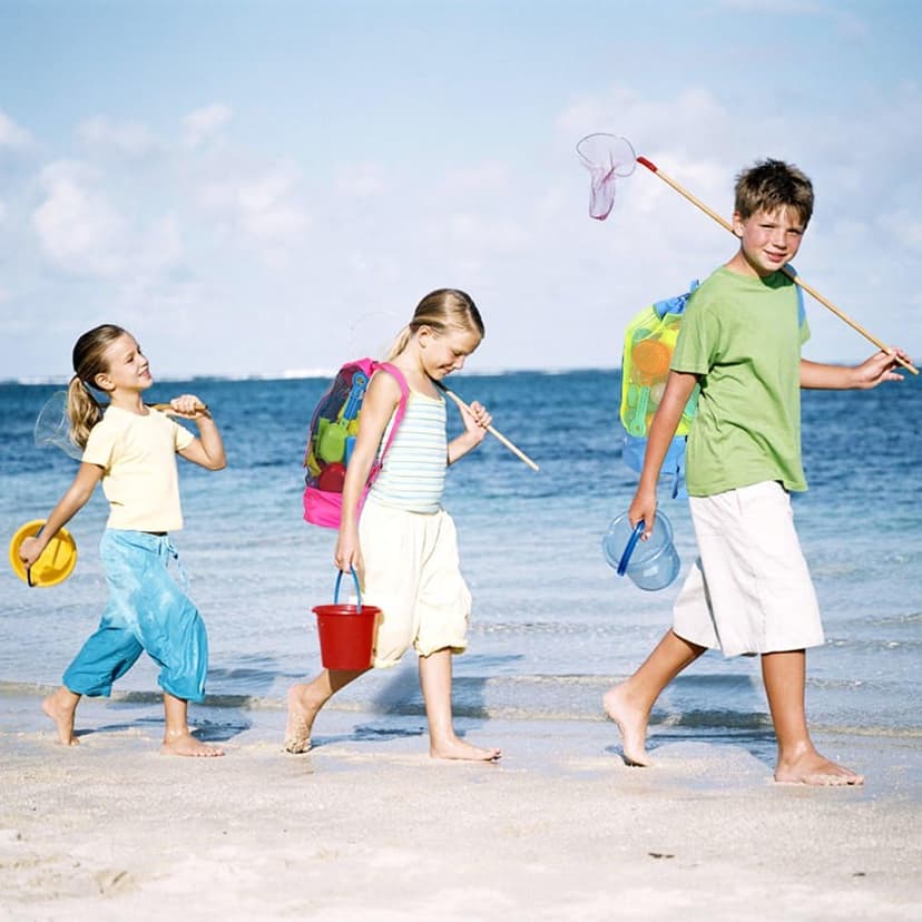 EocuSun Large Mesh Beach Bag Tote Durable Sand Away Drawstring Beach Backpack Swim and Pool Toys Balls Storage Bags Packs, Stay Away from Sand and Water, Toy Not Included