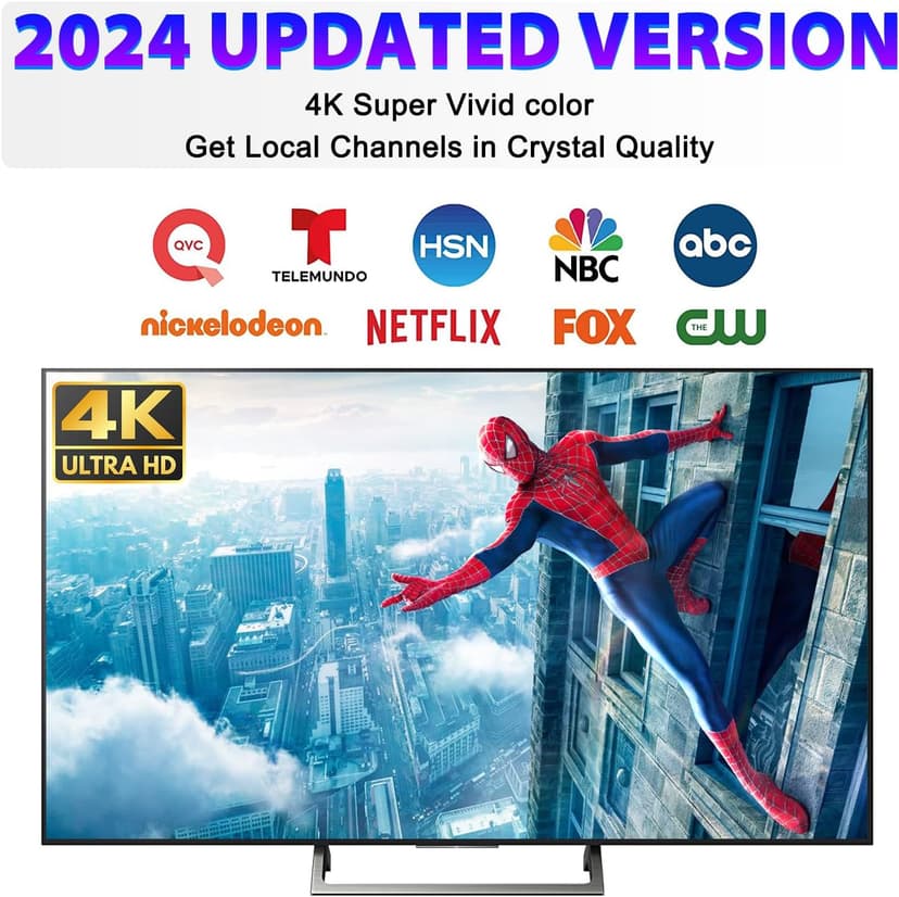 HIDB Rabbit Ears Antenna Long Range Reception with Amplifier for Smart TV Indoor, HD 4K Digital Antenna Supporting All Free HDTV Channels, Compact