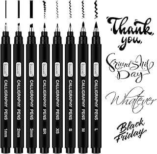 Brusarth Calligraphy Pens,8 Size Calligraphy Pens for Writing,Brush Pens Calligraphy Set for Beginners, Hand Lettering Pens