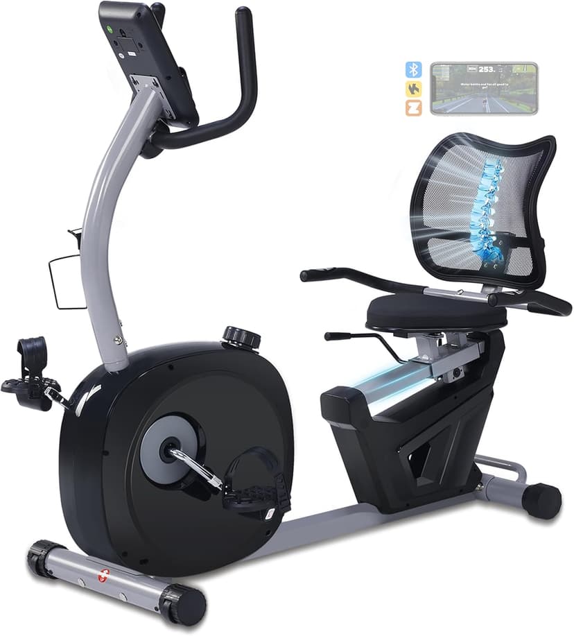 Recumbent Exercise Bike for Seniors - 400LB Weight Capacity Recumbent Bikes with Comfortable Seat, Pulse Sensor, 16-level Resistance, LCD Monitor