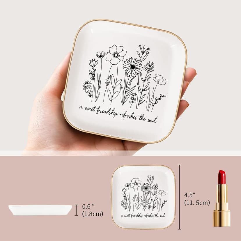 Christmas Gifts - A Sweet Friendship Refreshes The Soul - JewelryTray, Friendship Gifts for Women, Bible Verse Jewelry Dish, Christian Gifts Jewelry Dish, Best Friend Birthday Gifts for Women