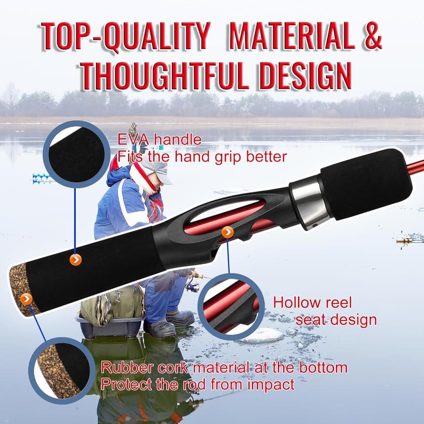 Ice Fishing Rod and Reel Combo, 27" Medium Light Spinning Ice Fishing Pole