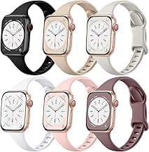 Lerobo Thin Slim Bands Compatible with Apple Watch 40mm 38mm 44mm 45mm 46mm 42mm 41mm 49mm SE iWatch Bands Ultra 3 2 1 Series 11 10 9 8 7 6 5 4 3 2 1 for Women Men, Soft Narrow Sport Strap Wristband