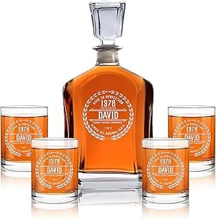 Personalized Whiskey Decanter - 4 Designs - Birthday Gifts for Men 2025, Dad, Husband, Him, Boyfriend - Men Whiskey Gifts - Personalized Gifts for Men - Bourbon, Scotch Gifts - Fathers Day Gift Ideas